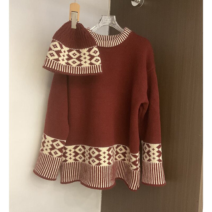【tops】帽子付きニットトップス　M26769