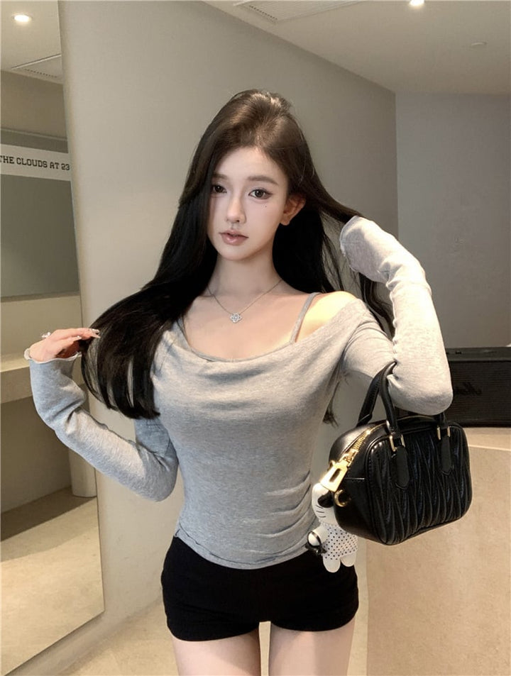 【tops】切り替え長袖Tシャツ　M28178