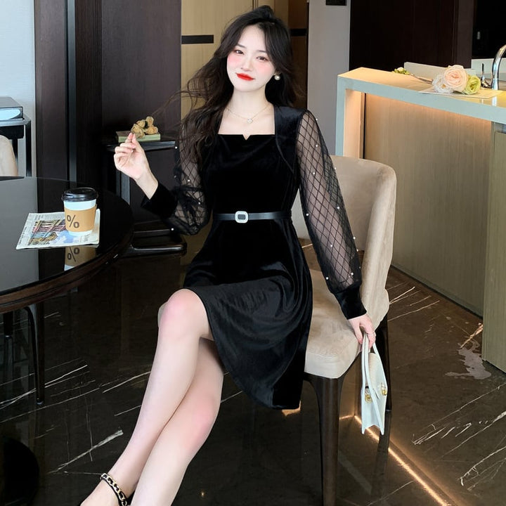 【dress】女子力アップエレガント切り替えデートワンピース　M17605