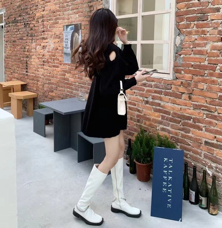 【tops】リボン付きクルーネックニットセーター　M17749