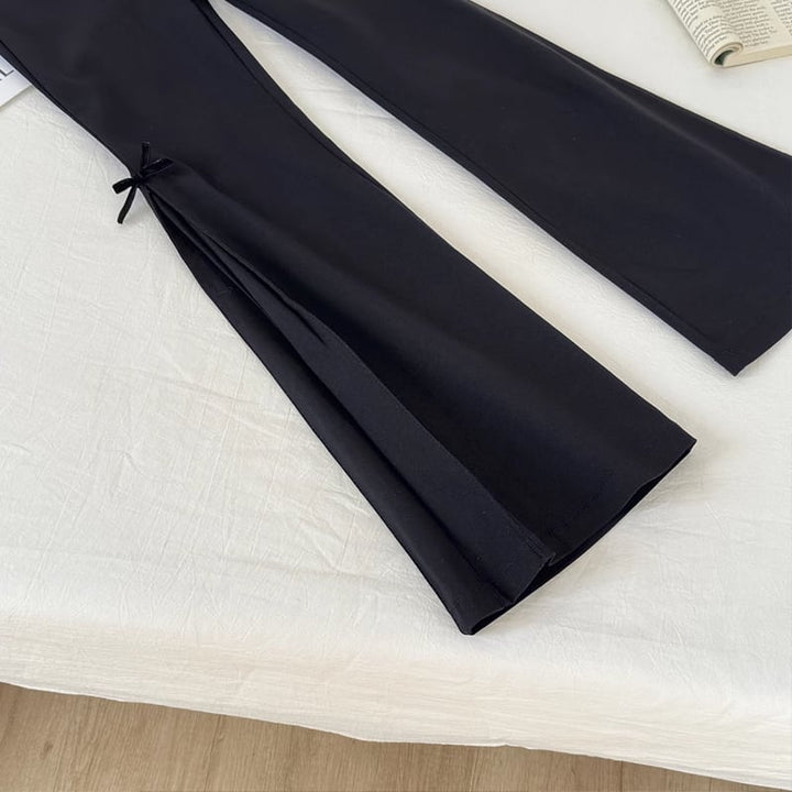 【bottoms】リボン付きベルボトムパンツ Q7595