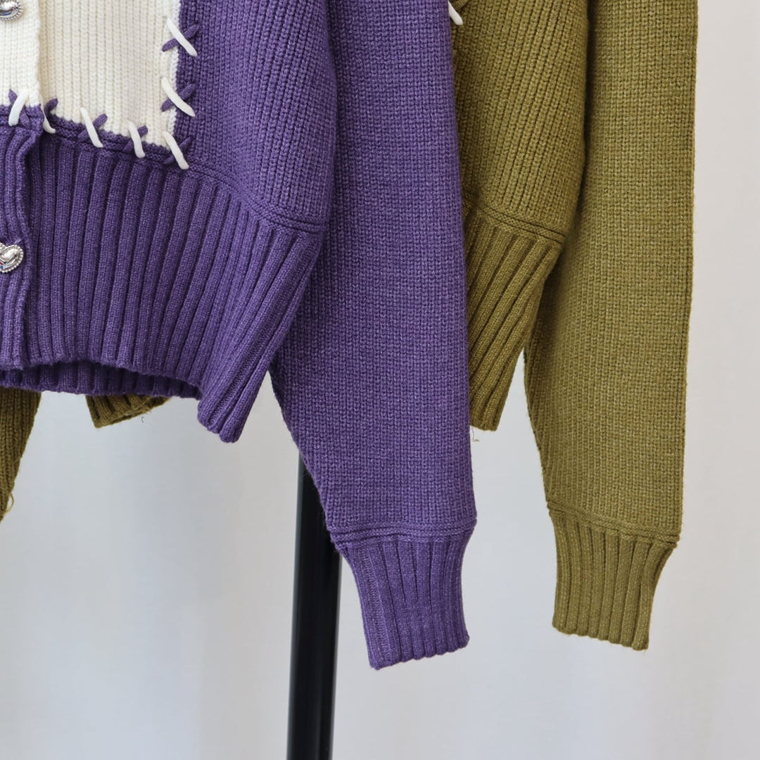 【outer】配色Vネックニットカーデ　M18263