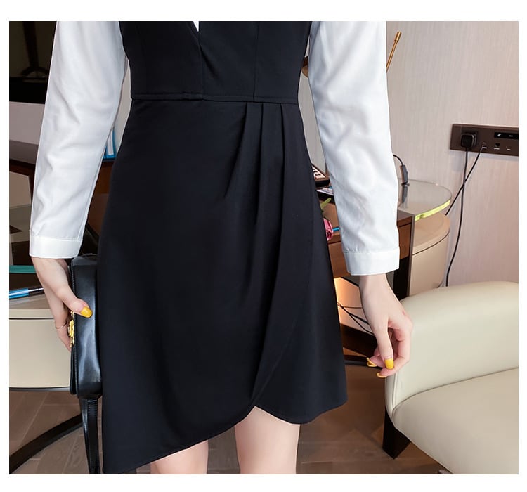 【dress】不規則 イレギュラー切り替え配色ワンピース　M17182