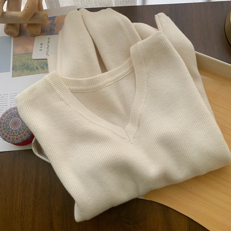 【tops】Vネックニットトップス　M26835