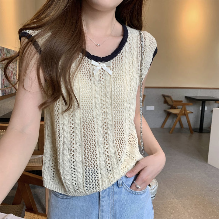 【tops】カットワークニットTシャツ　M24902
