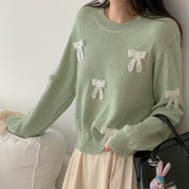 【tops】リボン付きニットセーター　M25921