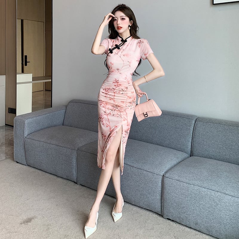 【dress】早い者勝ちエレガントスリットワンピースオシャレ　M17093