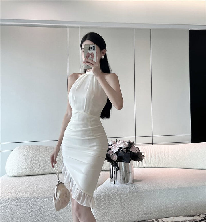【dress】フリル不規則 イレギュラーセクシーワンピース　M16890