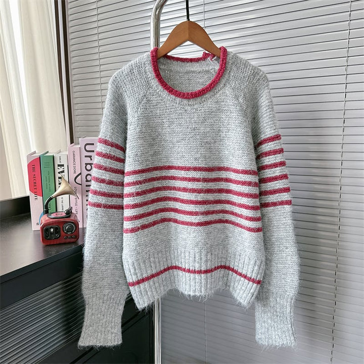 【tops】ボーダー柄ニットセーター　M26882