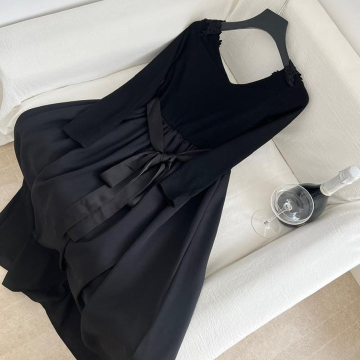 【dress】レースドッキングオフショルダーロングワンピース Q7644