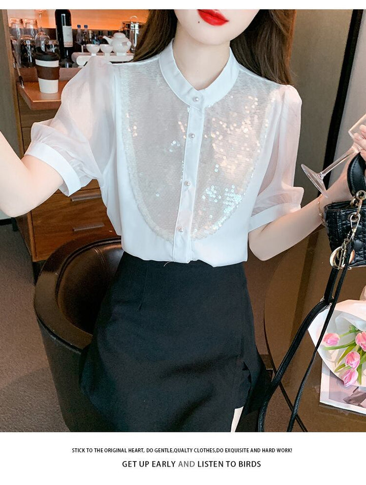 【tops】存在感 スウィートオシャレシャツトップス　M16788