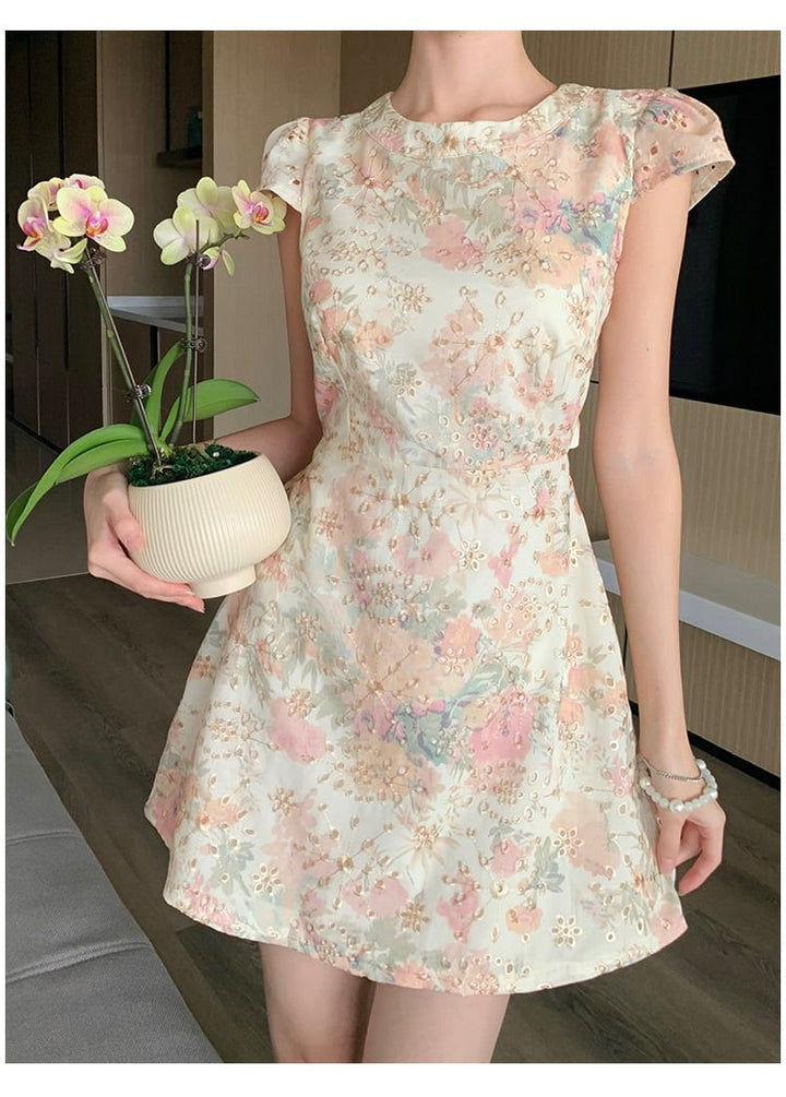 【dress】バックカットワークワンピース　M24054