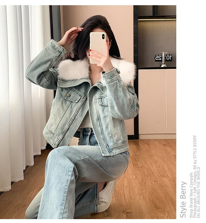 【outer】裹起毛ファーデニムジャケット　M27803