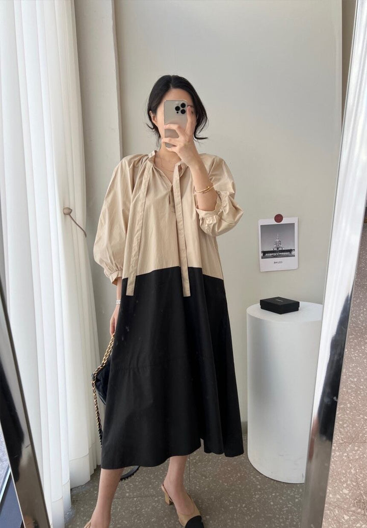 【dress】配色カジュアルワンピース　M18692