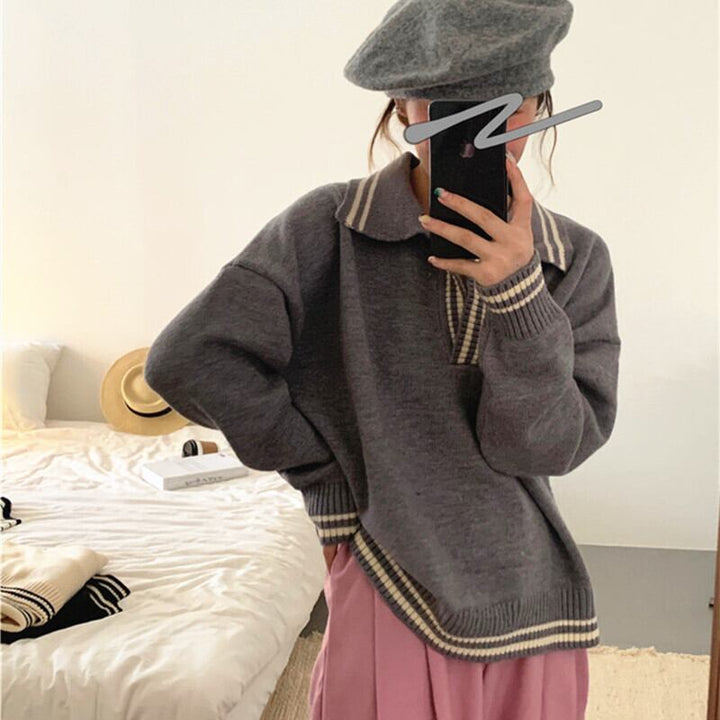 【tops】POLOネックニットプルオーバー　M19022