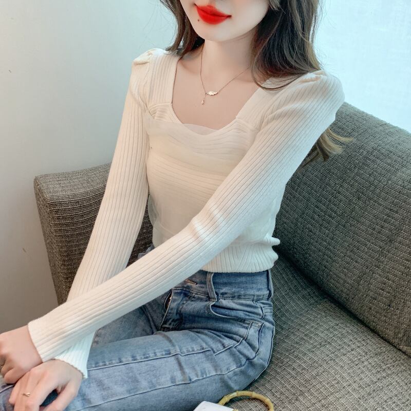 【tops】チュールドッキングニットトップス　M27555