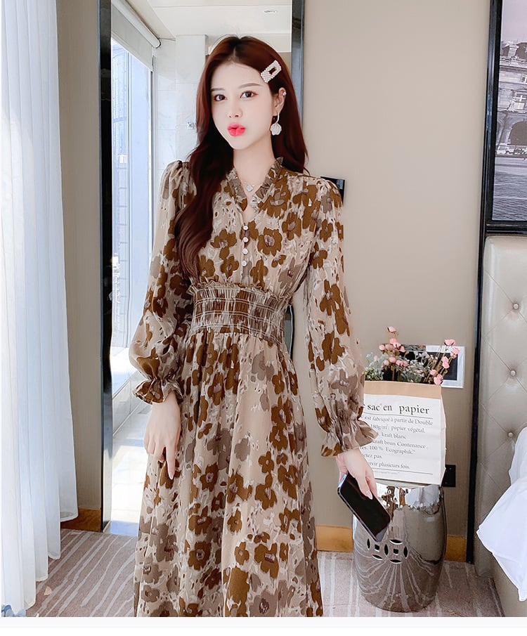 【dress】大人らしい エレガントプリントワンピース　M17440