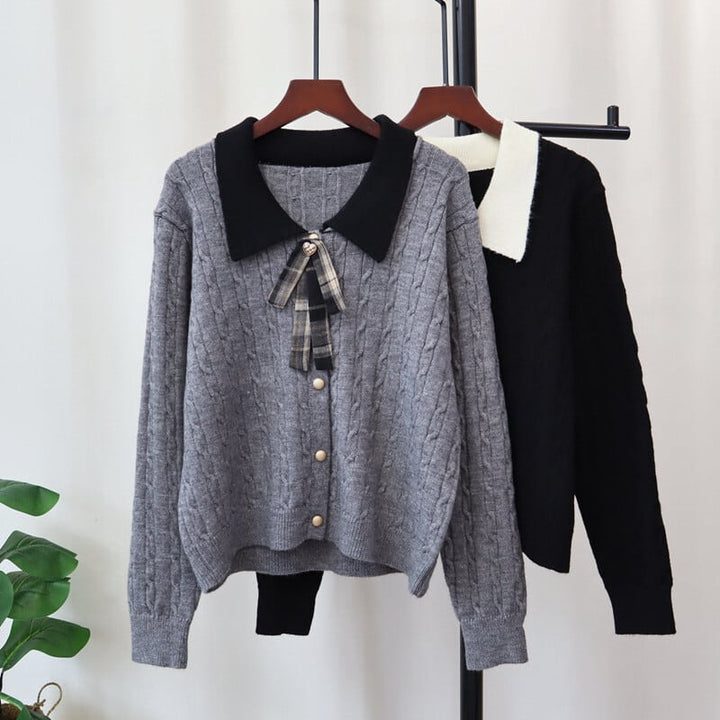 【tops】折り襟ニットセーター　M28584