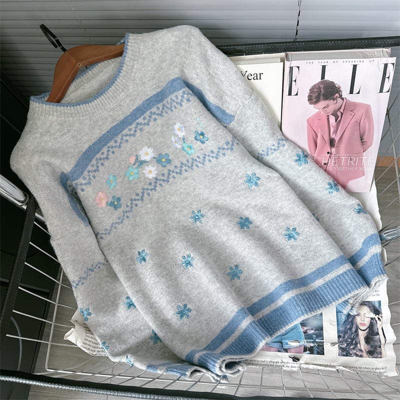 【tops】ジャカードニットセーター　M26634