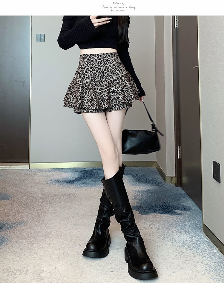 【bottoms】ヒョウ柄キュロットパンツ　M26580