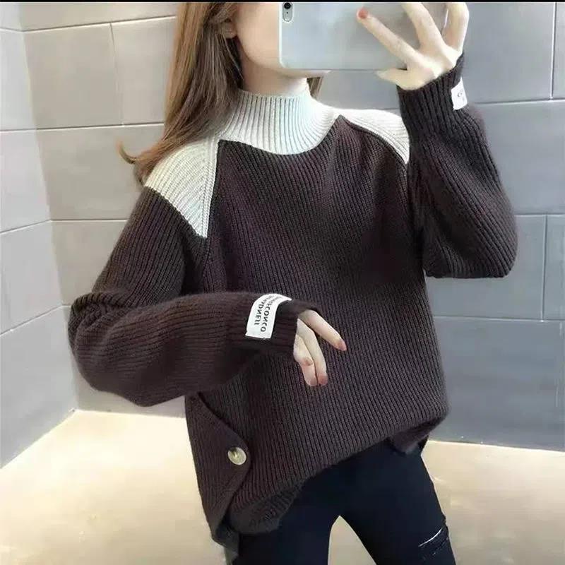 【tops】配色ニットセーター　M28668