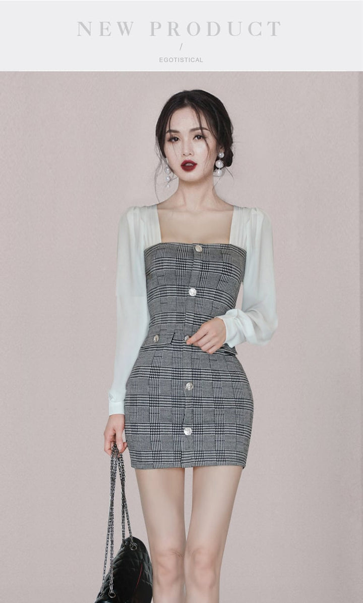 【dress】細身効果抜群♪切り替えデートワンピース　M17607