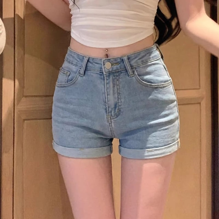 【bottoms】デニムショートパンツ Q8328