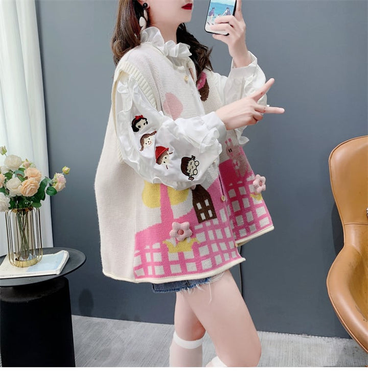 【outer】プリントニットベスト　M26469