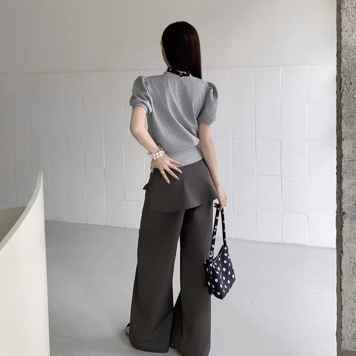 【tops】スカーフカラー半袖トップス Q8212