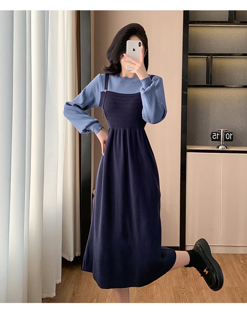 【dress】切り替えニットワンピース　M26645