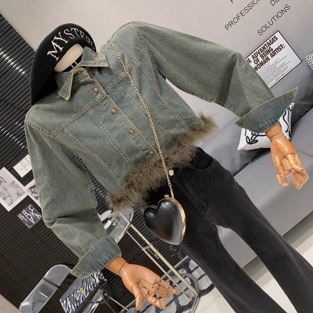 【outer】ファーデニムジャケット　M18119
