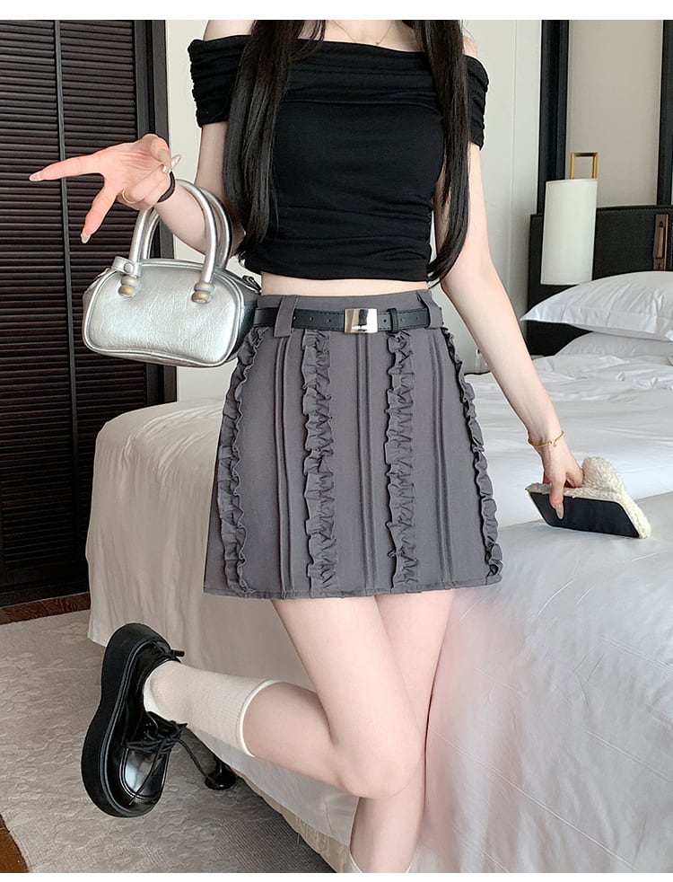 【bottoms】ハイウエストスカート　M29376