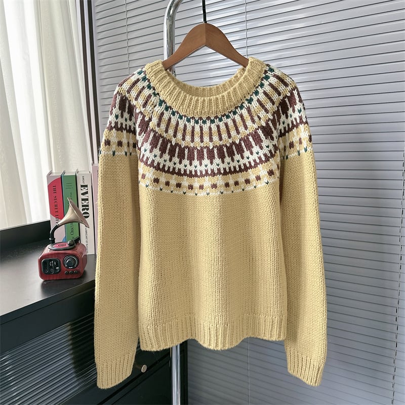 【tops】ジャカードニットセーター　M26465