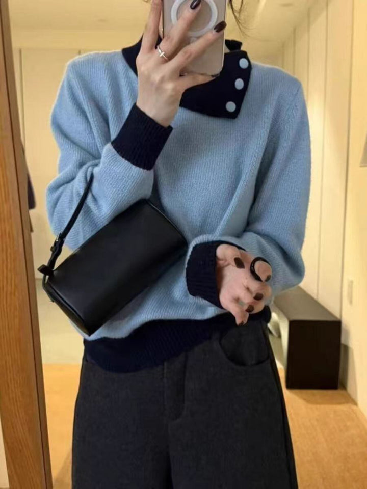 【tops】折り襟ニットセーター　M28838