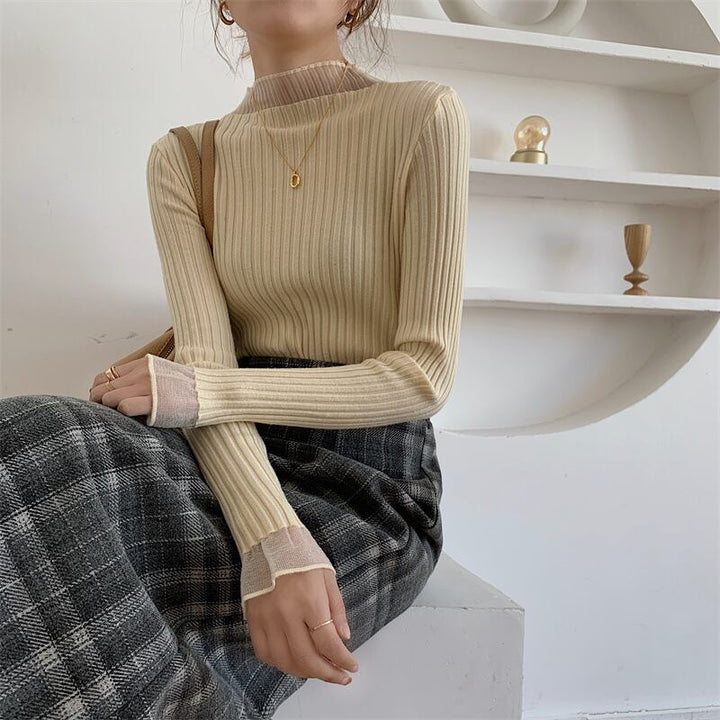 【tops】チュールドッキングニットトップス　M26543