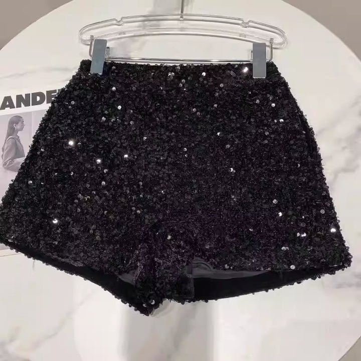 【bottoms】スパンコール付きショートパンツ Q7748