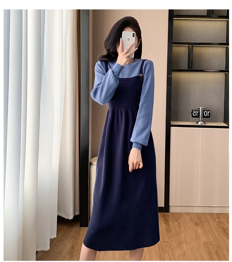 【dress】切り替えニットワンピース　M26645