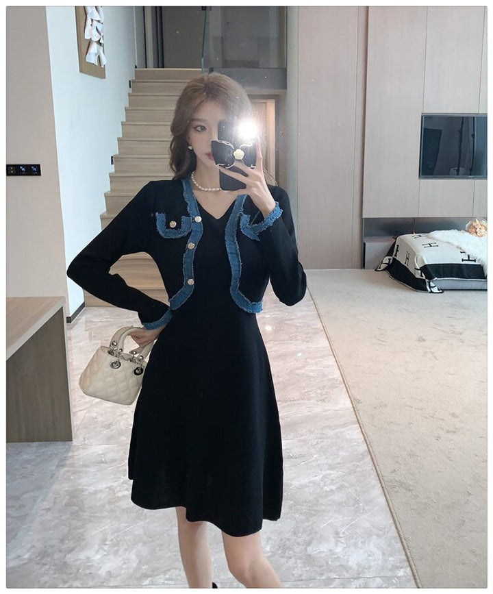【dress】ドッキングニットワンピース　M18359