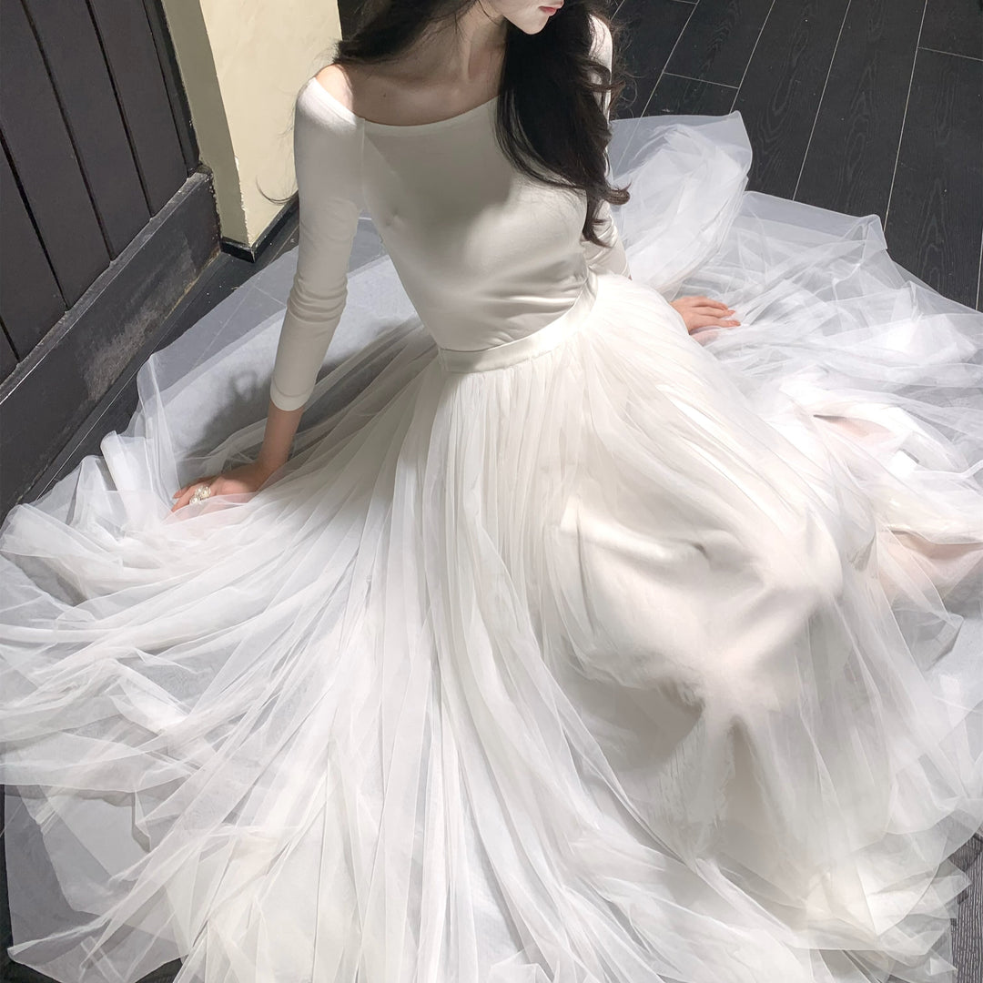 【dress】2WAYチュールドッキングロングワンピース　N3426