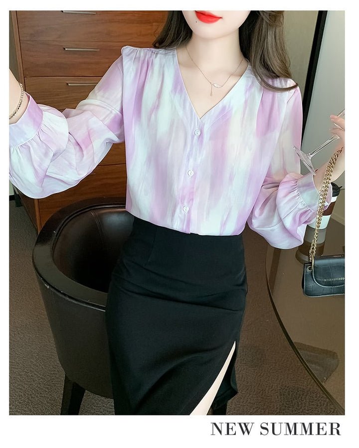 【tops】Vネックシャツトップス　M18305