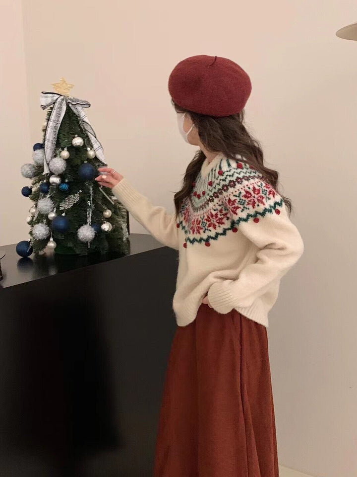 【tops】ジャカードニットセーター　M27136
