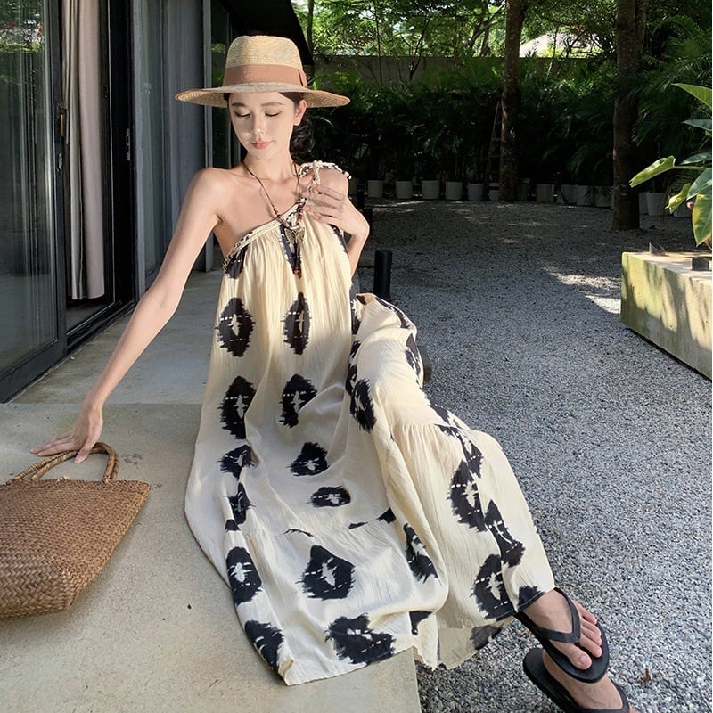 【dress】お洒落旅行レディースプリントワンピース　M16989