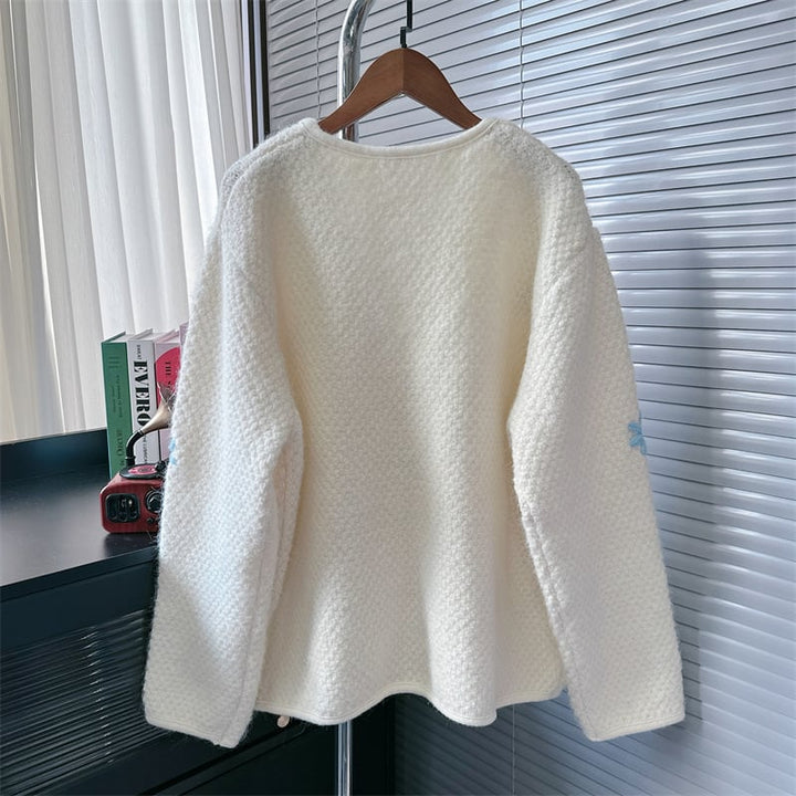 【outer】Vネック刺繍ニットカーデ　M26690