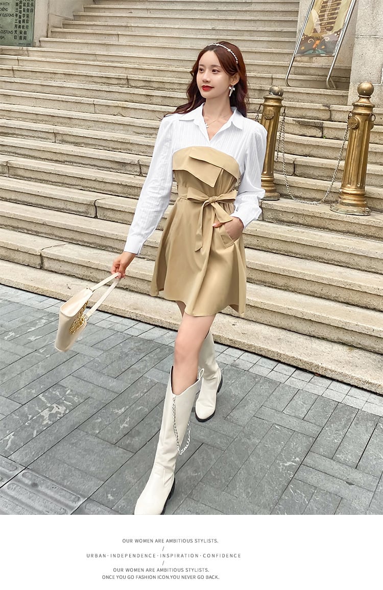 【dress】目立つ！エレガント切り替えワンピース着瘦せ　M17186