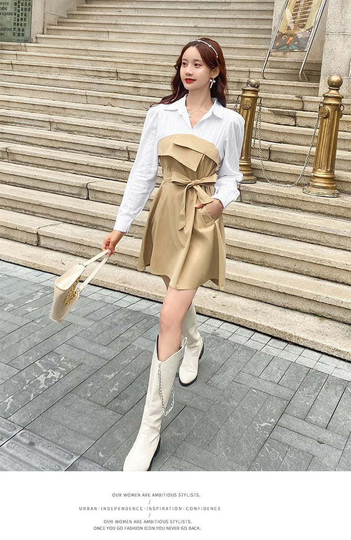 【dress】目立つ！エレガント切り替えワンピース着瘦せ　M17186