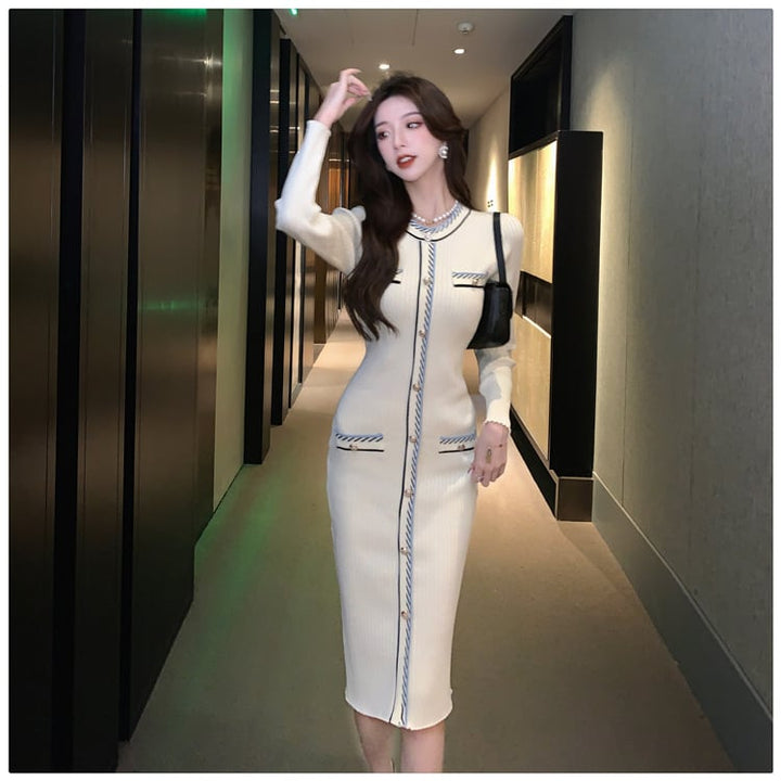 【dress】目立つ！エレガントニットワンピース　M17624