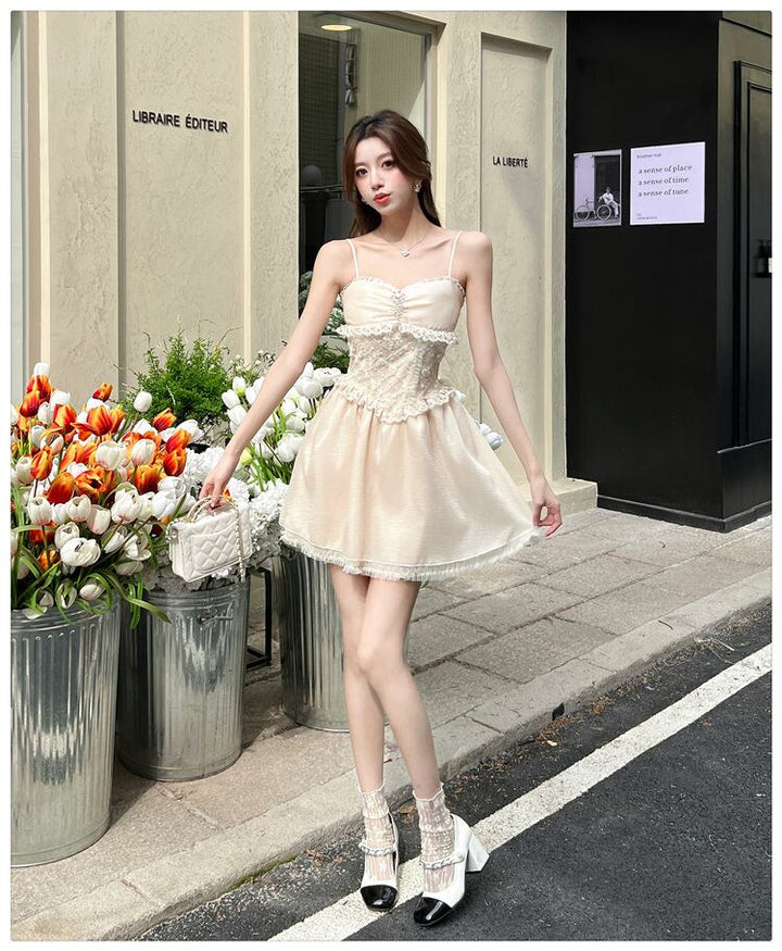 【dress】レース切り替えキャミワンピース　M30175
