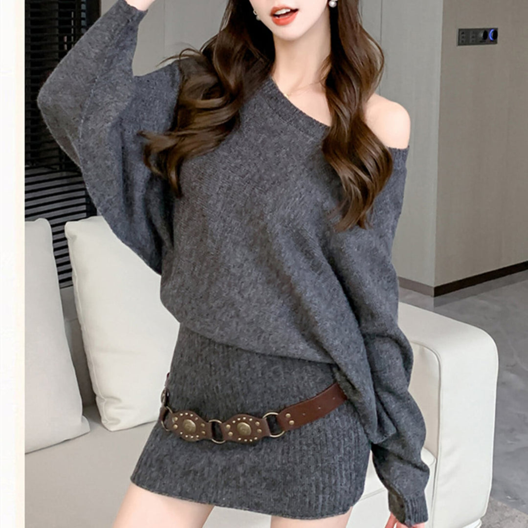 【dress】オフショルダーニットミニワンピース　N2771