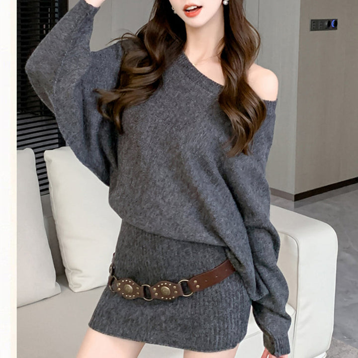 【dress】オフショルダーニットミニワンピース　N2771