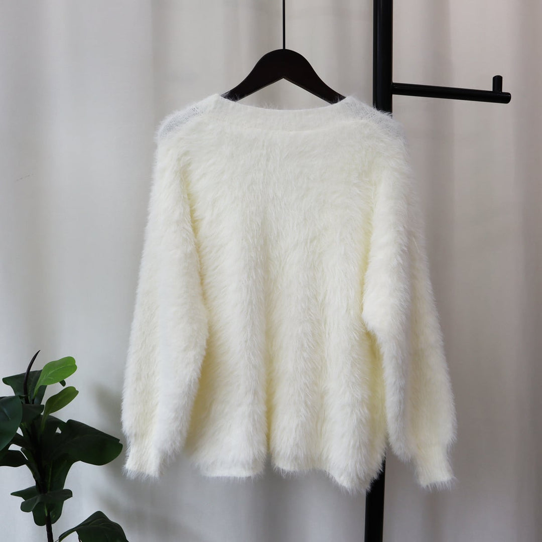 【outer】Vネックシャギーニットカーデ　M18018